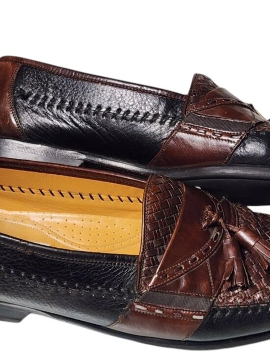 Mezlan Santa Cruz Woven Leather Tassel Loafer Two-Tone Size 11M Made in Spain main image 6